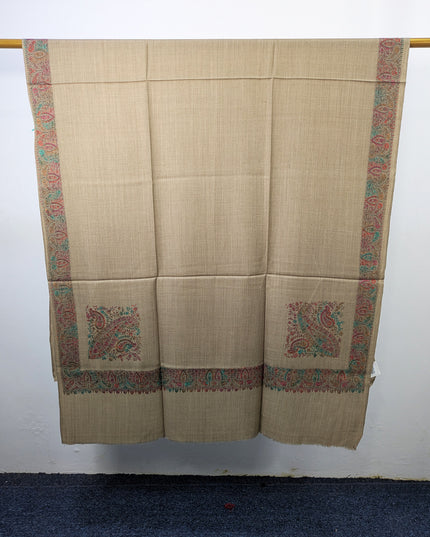Exquisite Kashmiri Sui Heavy Border Work Wool Pashmina Shawl