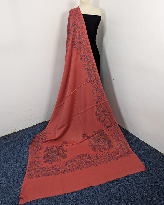 Handmade Kashmiri Sui Heavy Border Work Wool Pashmina Shawl