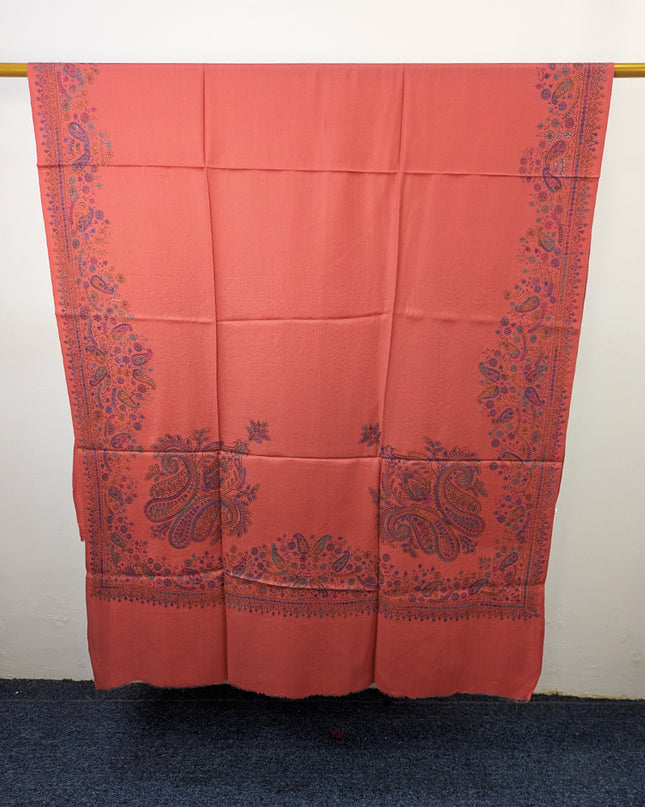 Handmade Kashmiri Sui Heavy Border Work Wool Pashmina Shawl