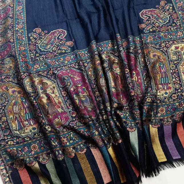 Moonlight + Kani Border Wool Shawl (Ready To Wear)