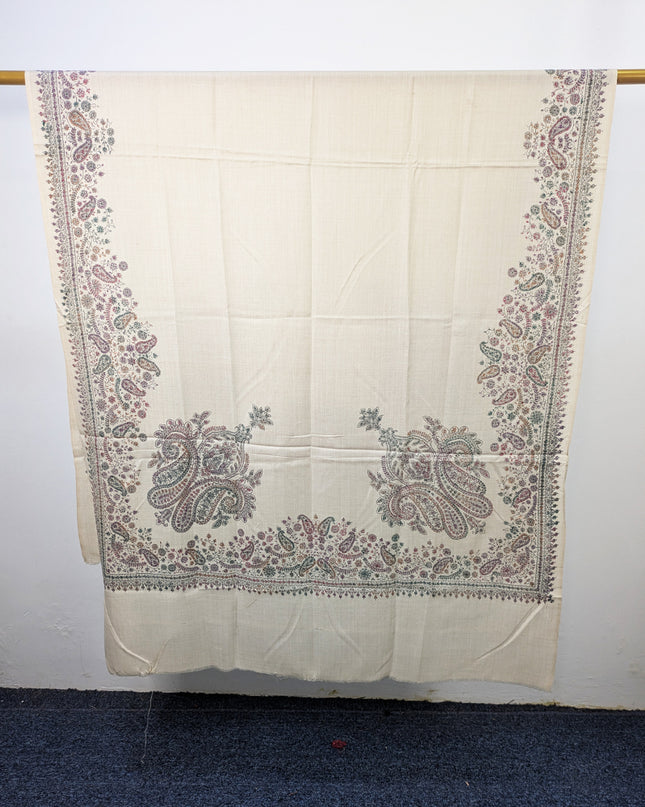 Handmade Kashmiri Sui Heavy Border Work Wool Pashmina Shawl