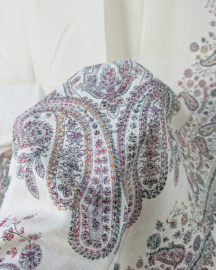 Handmade Kashmiri Sui Heavy Border Work Wool Pashmina Shawl