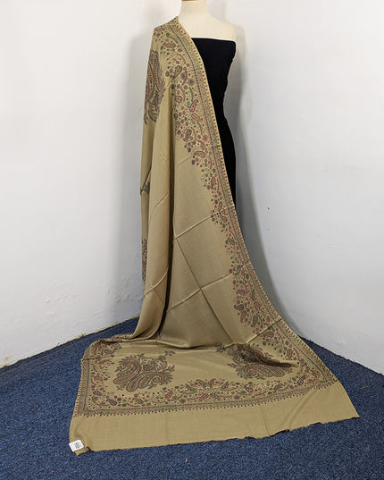 Handmade Kashmiri Sui Heavy Border Work Wool Pashmina Shawl