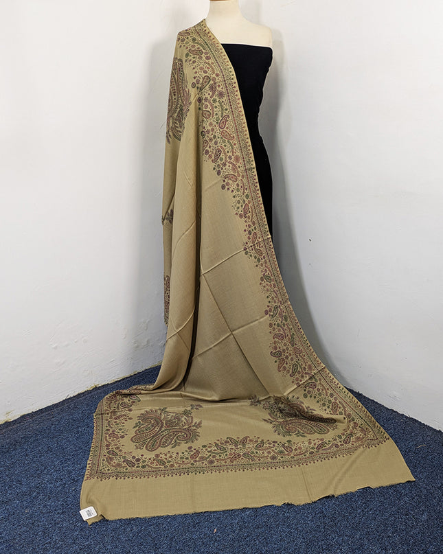 Handmade Kashmiri Sui Heavy Border Work Wool Pashmina Shawl