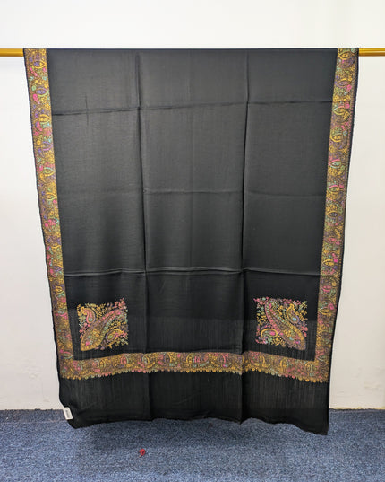 Exquisite Kashmiri Sui Heavy Border Work Wool Pashmina Shawl