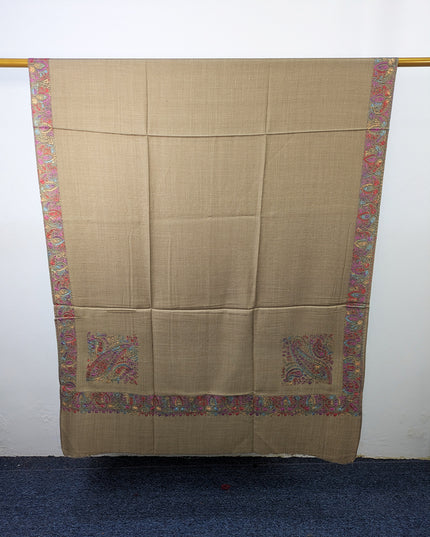 Exquisite Kashmiri Sui Heavy Border Work Wool Pashmina Shawl