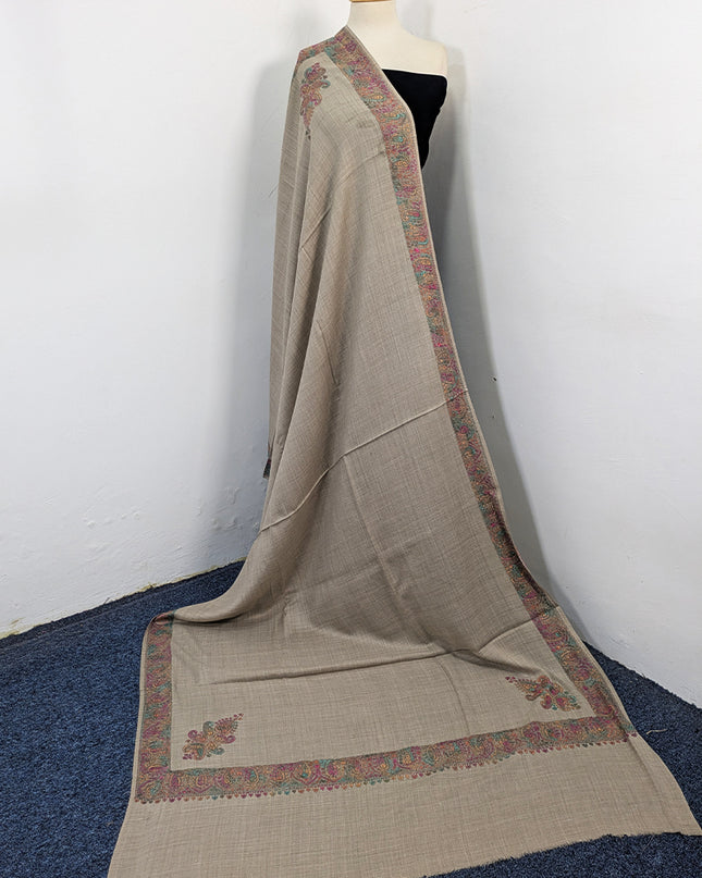 Wool Pashmina with Handmade Kashmiri Sui Heavy Border Work Shawl