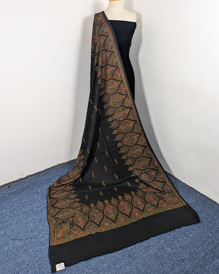 Premium Wool Pashmina with Kashmiri Sui Heavy Border Work Shawl