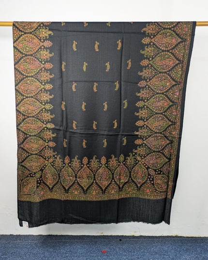 Premium Wool Pashmina with Kashmiri Sui Heavy Border Work Shawl