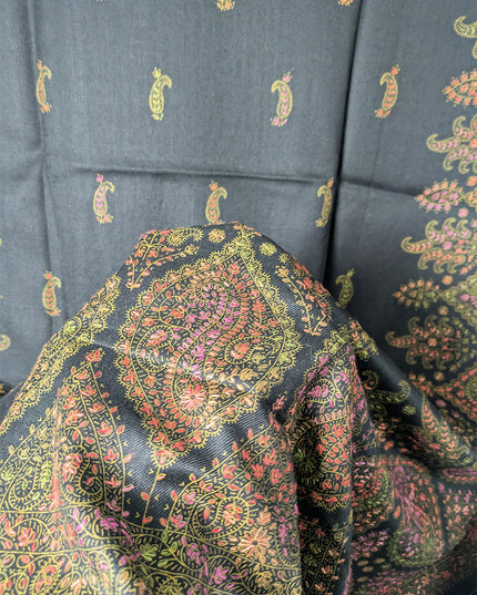 Premium Wool Pashmina with Kashmiri Sui Heavy Border Work Shawl