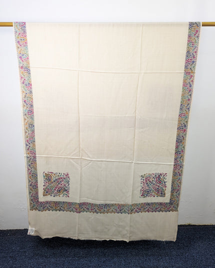 Exquisite Kashmiri Sui Heavy Border Work Wool Pashmina Shawl