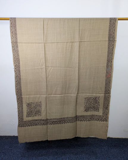 Exquisite Kashmiri Sui Heavy Border Work Wool Pashmina Shawl