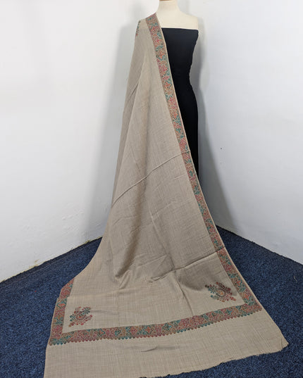 Wool Pashmina with Handmade Kashmiri Sui Heavy Border Work Shawl