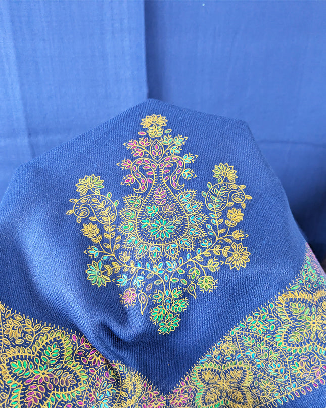 Wool Pashmina with Handmade Kashmiri Sui Heavy Border Work Shawl