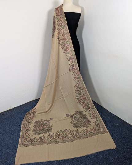 Handmade Kashmiri Sui Heavy Border Work Wool Pashmina Shawl