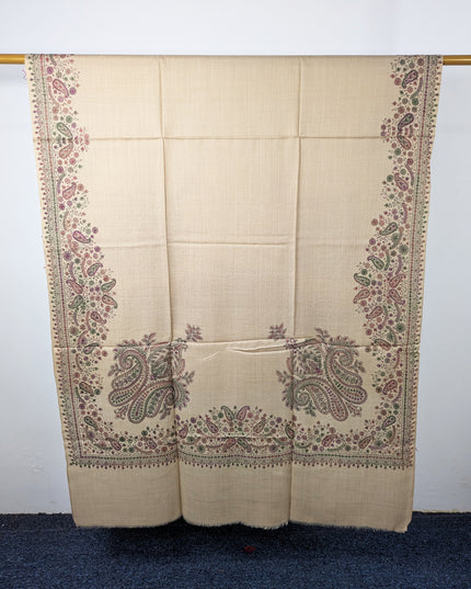 Handmade Kashmiri Sui Heavy Border Work Wool Pashmina Shawl