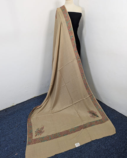 Wool Pashmina with Handmade Kashmiri Sui Heavy Border Work Shawl