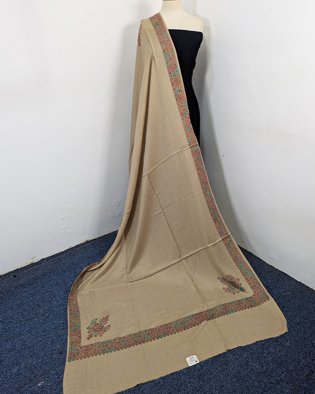 Wool Pashmina with Handmade Kashmiri Sui Heavy Border Work Shawl