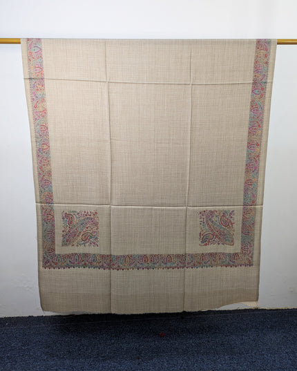 Exquisite Kashmiri Sui Heavy Border Work Wool Pashmina Shawl
