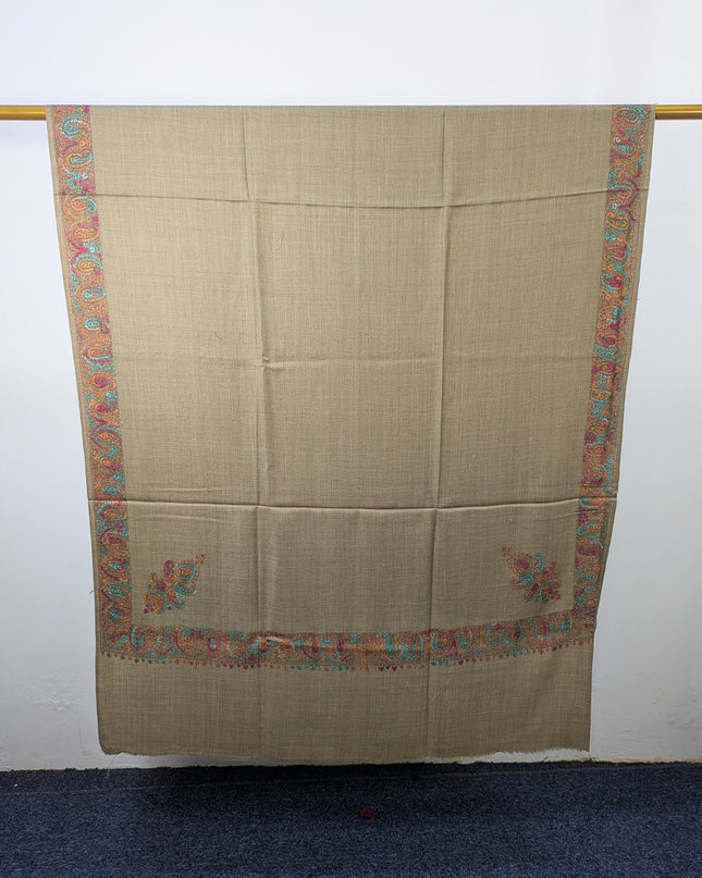 Wool Pashmina with Handmade Kashmiri Sui Heavy Border Work Shawl