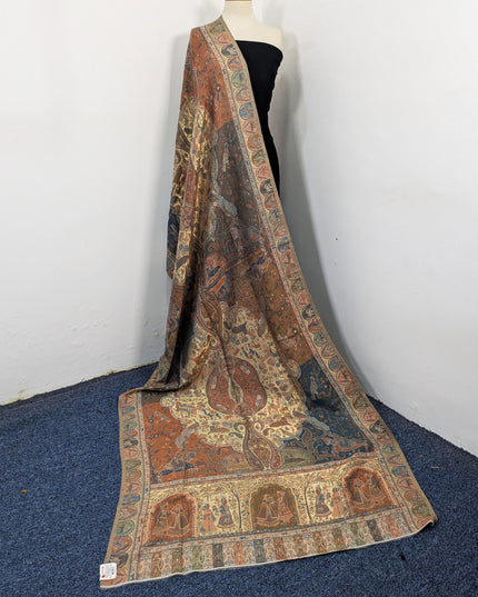 Luxury Pure Indian Moonlight Kani Silk Shawl - Mughal Shikaargah
