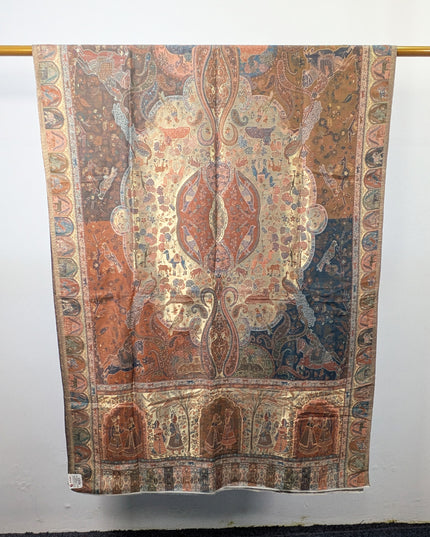 Luxury Pure Indian Moonlight Kani Silk Shawl - Mughal Shikaargah
