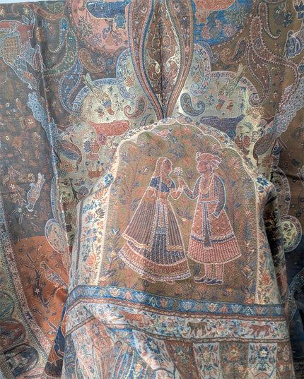 Luxury Pure Indian Moonlight Kani Silk Shawl - Mughal Shikaargah