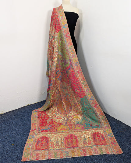 Luxury Pure Indian Moonlight Kani Silk Shawl - Mughal Shikaargah