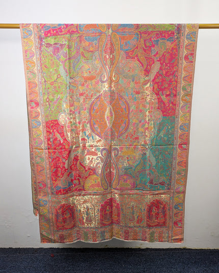 Luxury Pure Indian Moonlight Kani Silk Shawl - Mughal Shikaargah