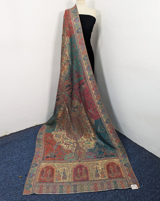 Luxury Pure Indian Moonlight Kani Silk Shawl - Mughal Shikaargah
