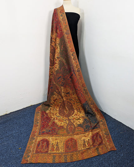 Luxury Pure Indian Moonlight Kani Silk Shawl - Mughal Shikaargah