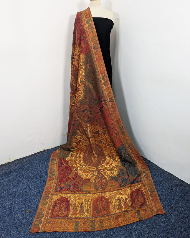 Luxury Pure Indian Moonlight Kani Silk Shawl - Mughal Shikaargah