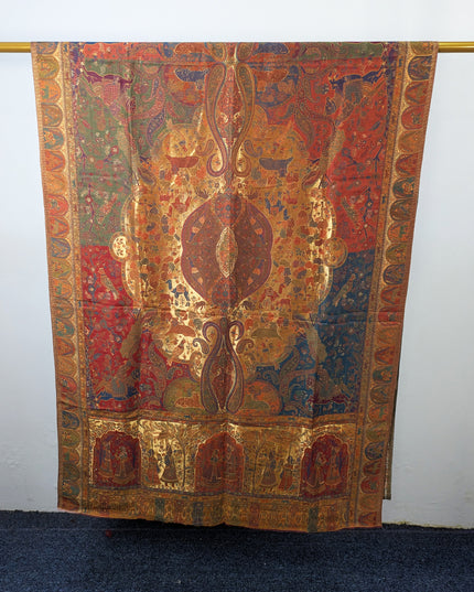 Luxury Pure Indian Moonlight Kani Silk Shawl - Mughal Shikaargah