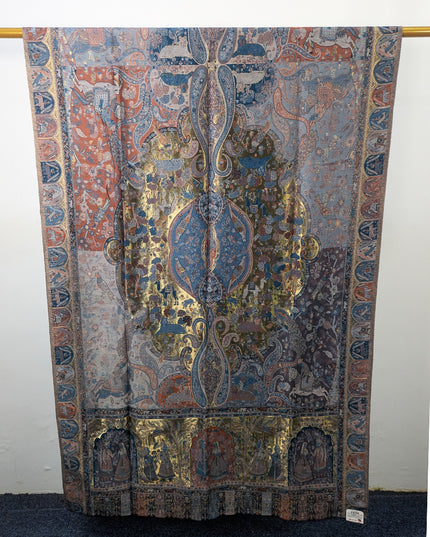Luxury Pure Indian Moonlight Kani Silk Shawl - Mughal Shikaargah