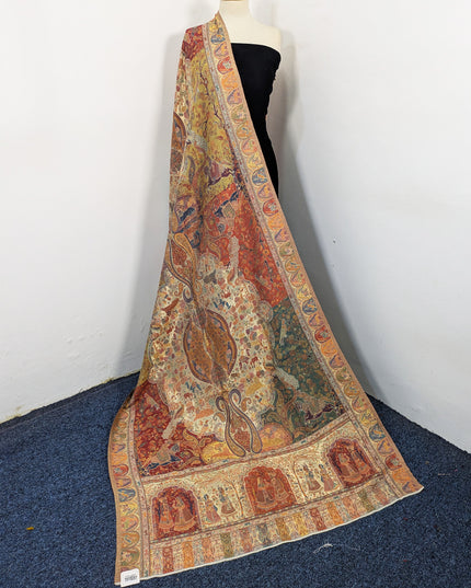 Luxury Pure Indian Moonlight Kani Silk Shawl - Mughal Shikaargah
