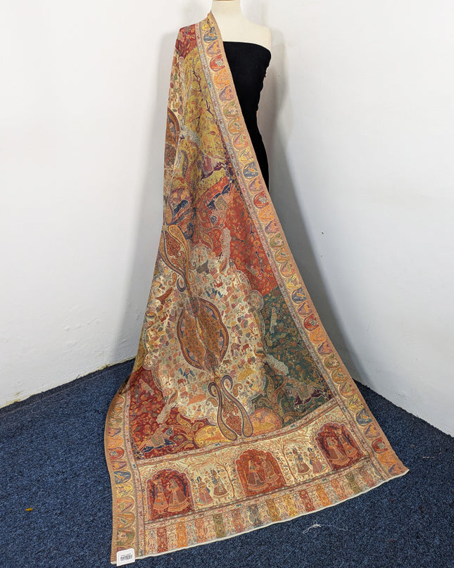 Luxury Pure Indian Moonlight Kani Silk Shawl - Mughal Shikaargah