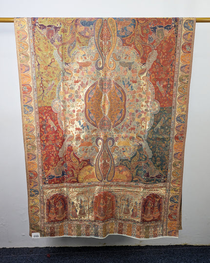 Luxury Pure Indian Moonlight Kani Silk Shawl - Mughal Shikaargah