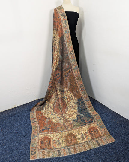 Luxury Pure Indian Moonlight Kani Silk Shawl - Mughal Shikaargah