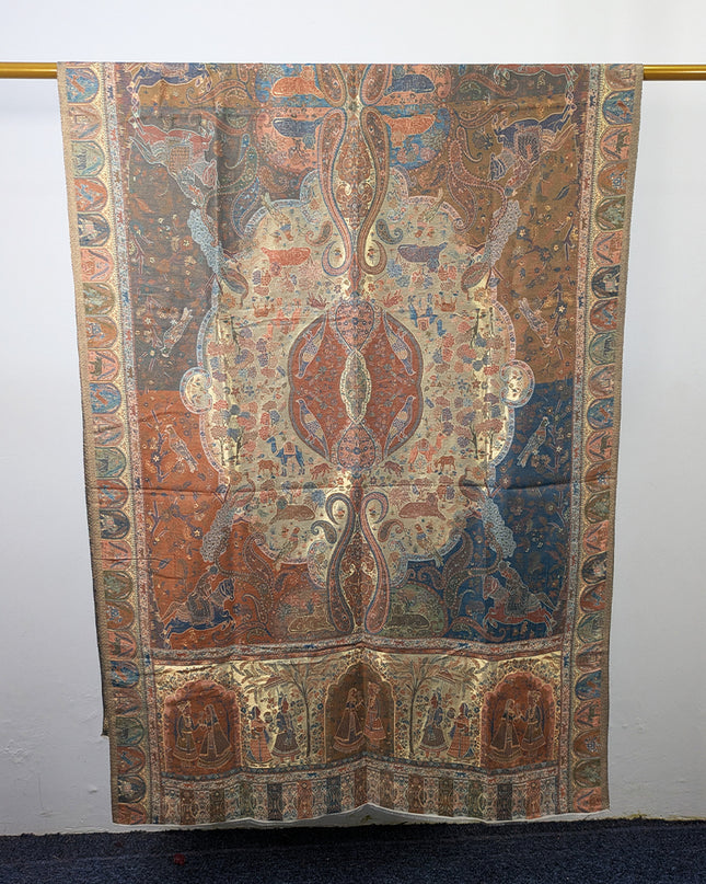 Luxury Pure Indian Moonlight Kani Silk Shawl - Mughal Shikaargah