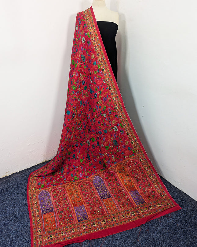 Exclusive Pure Indian Dola Kani Silk Shawl - Mehrab Floral Jaal