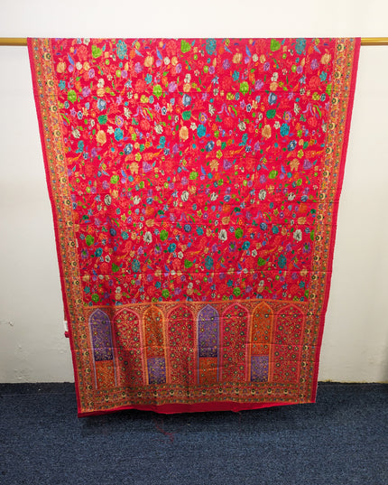 Exclusive Pure Indian Dola Kani Silk Shawl - Mehrab Floral Jaal