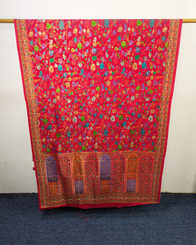 Exclusive Pure Indian Dola Kani Silk Shawl - Mehrab Floral Jaal