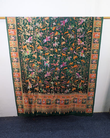 Premium Pure Indian Dola Kani Silk Shawl - Mughal Shikargah