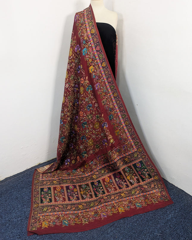Pure Dola Kani Silk Shawl - Full Jaal Meenakari Work - Elegant Handcrafted Wrap