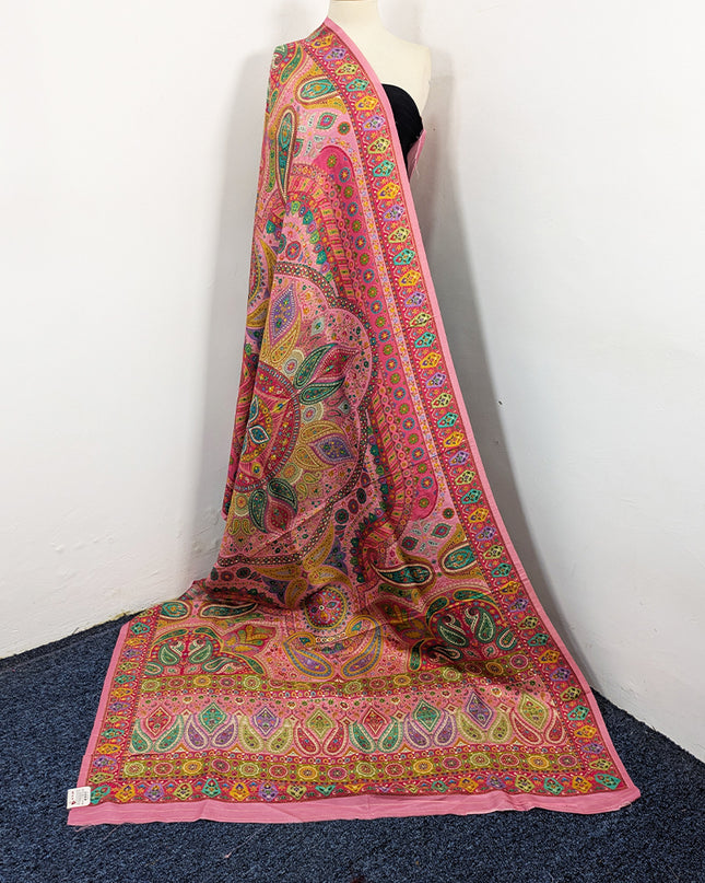 Luxury Pure Indian Dola Kani Silk Shawl - Antique Mughal Medallion