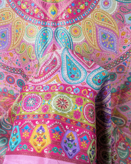 Luxury Pure Indian Dola Kani Silk Shawl - Antique Mughal Medallion