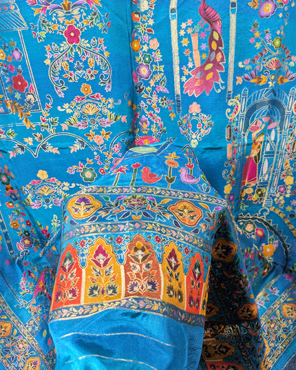 Exclusive Pure Indian Dola Kani Silk Shawl - Mughal Bagh
