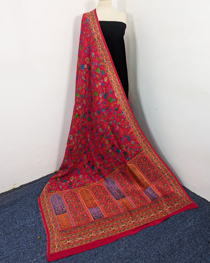 Exclusive Pure Indian Dola Kani Silk Shawl - Mehrab Floral Jaal