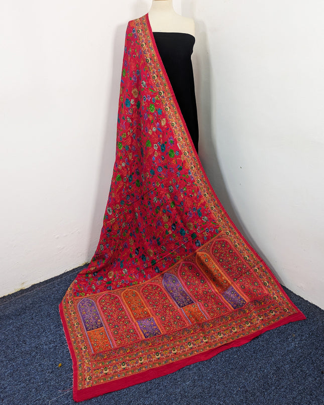 Exclusive Pure Indian Dola Kani Silk Shawl - Mehrab Floral Jaal