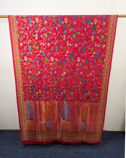 Exclusive Pure Indian Dola Kani Silk Shawl - Mehrab Floral Jaal